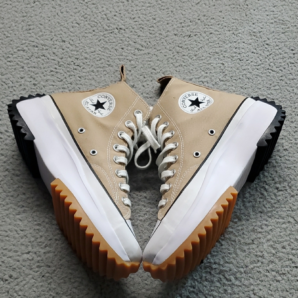 Converse Women's Beige High-Top Platform Sneakers with Chunky Tread Size 8.5 - Picture 7 of 13